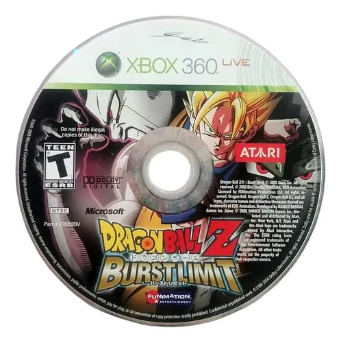 Dragon Ball Z: Burst Limit disc for Xbox 360 (X360) fighting video game