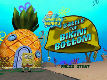 SpongeBob SquarePants: Battle for Bikini Bottom start screen for Nintendo GameCube (GC) platforming adventure video game