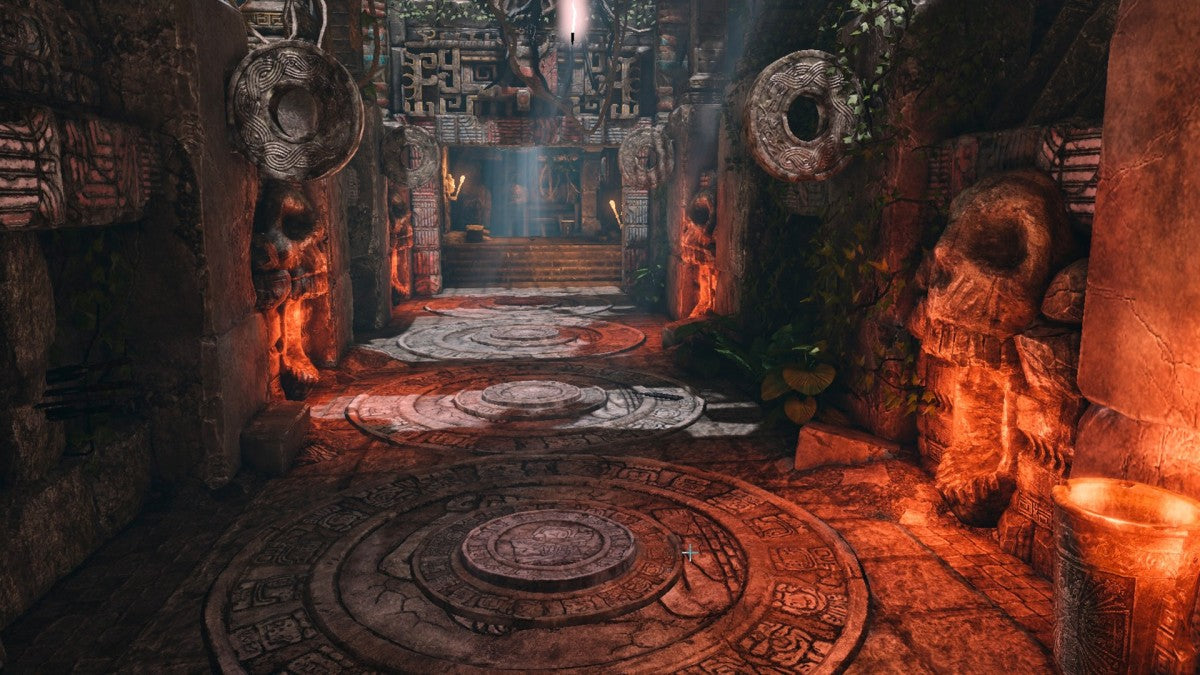 Deadfall Adventures first person action adventure video game featuring pulp style treasure hunting fast paced shooting ancient ruins puzzles and an Indiana Jones inspired cinematic gameplay experience gameplay