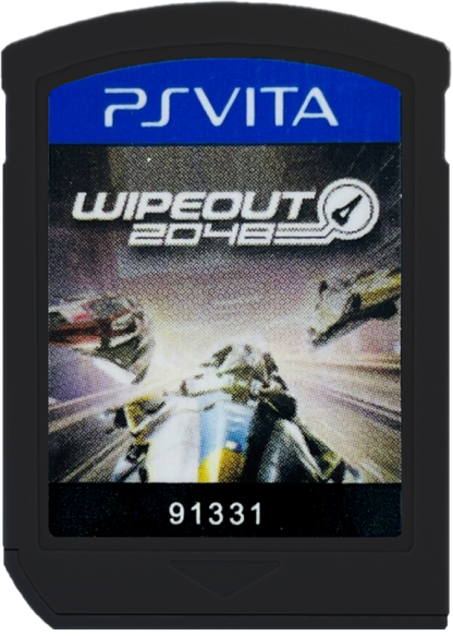 Wipeout 2048 PlayStation Vita cartridge for retro video game enthusiasts featuring futuristic anti gravity racing gameplay high speed sci fi tracks weapon based combat competitive racing modes sleek neon visual style and portable handheld adrenaline fueled racing experience and collectible gaming appeal