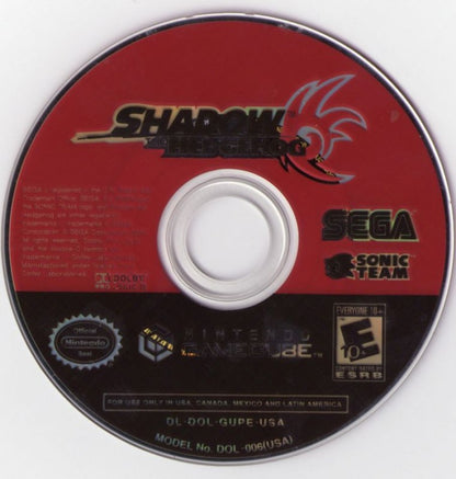 Shadow the Hedgehog Player’s Choice Nintendo GameCube GC video game, action platformer, Sonic the Hedgehog spin-off, story-driven adventure, retro console title disc