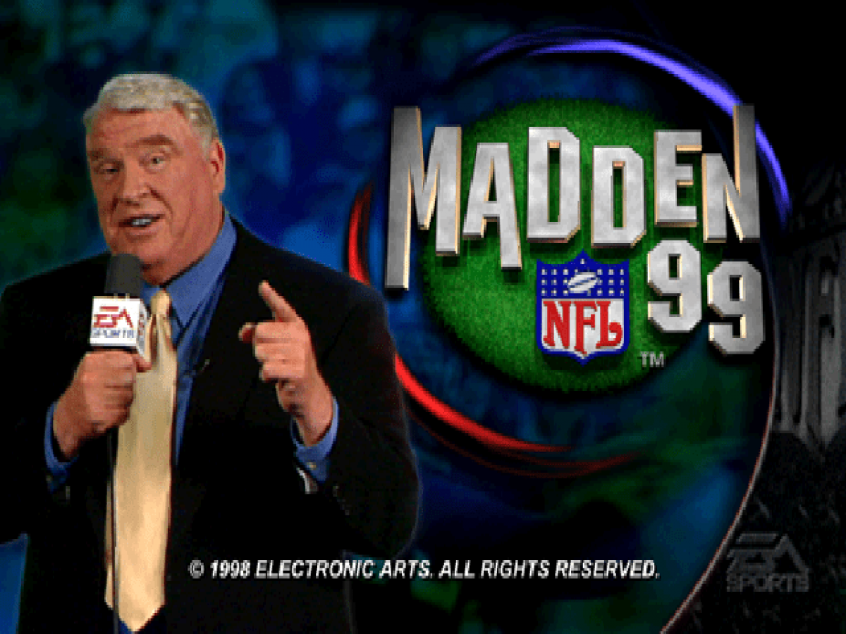 Madden NFL 99 title card for PlayStation 1 (PS1) retro football video game