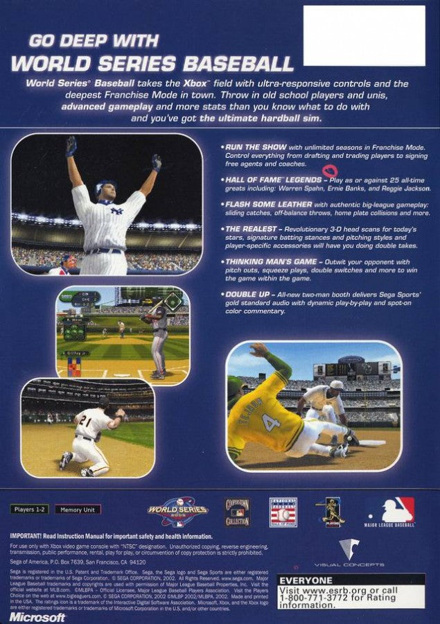 World Series Baseball for Xbox (Xbox), back of box sports baseball video game.