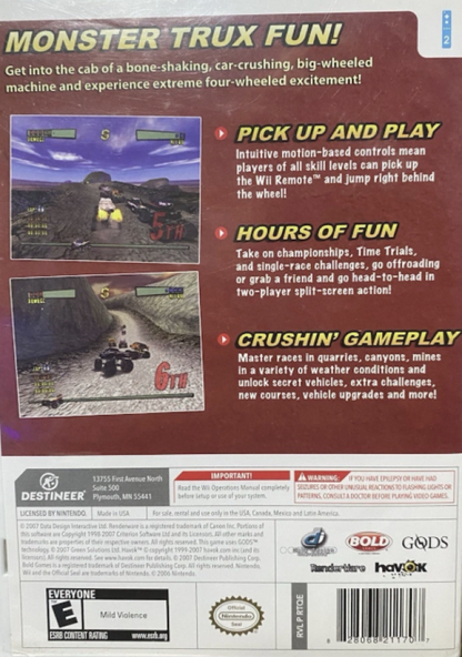 Monster Trux Offroad – Nintendo Wii (Wii) off-road monster truck racing arcade sports video game back of case