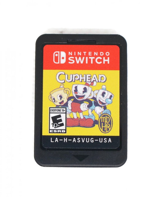 Cuphead  Nintendo Switch (NS) game card art for run-and-gun action platformer with vintage cartoon style. 