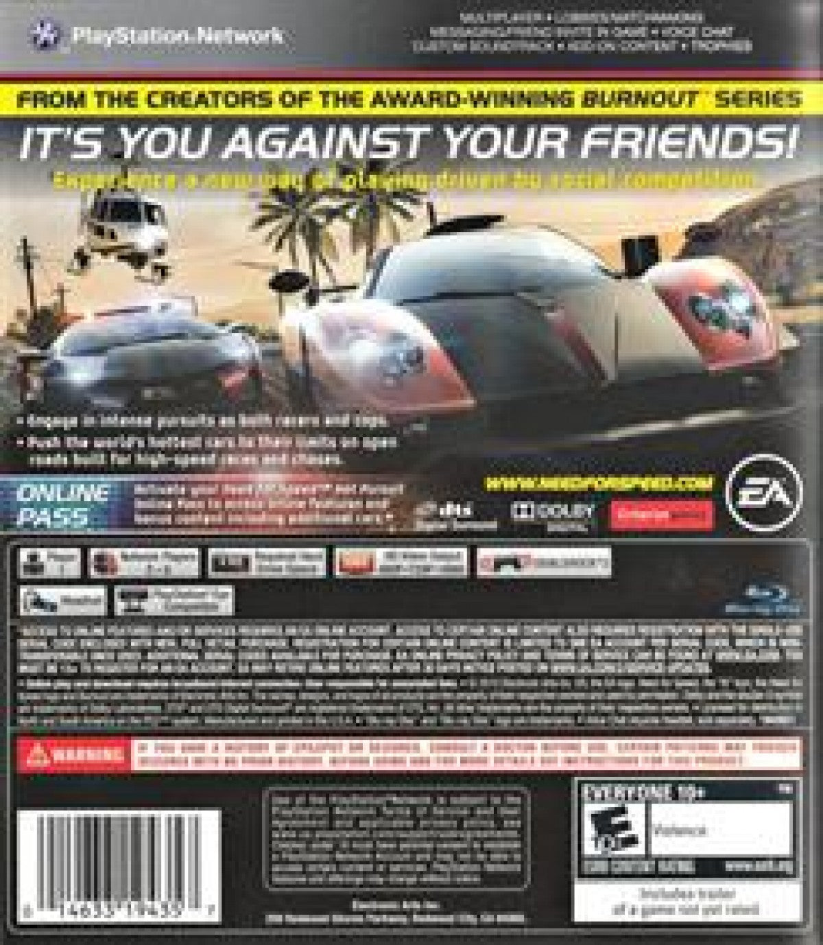Need for Speed Hot Pursuit Limited Edition PlayStation 3 PS3 for arcade racing video game fans featuring exotic sports cars high speed police chases pursuit gameplay intense road races vehicle customization dramatic environments and thrilling racer versus police action collectible Sony PlayStation gaming appeal back