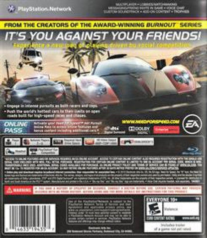 Need for Speed Hot Pursuit Limited Edition PlayStation 3 PS3 for arcade racing video game fans featuring exotic sports cars high speed police chases pursuit gameplay intense road races vehicle customization dramatic environments and thrilling racer versus police action collectible Sony PlayStation gaming appeal back