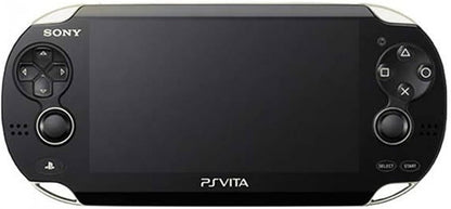 PlayStation Vita PS Vita 1000 Black handheld gaming console featuring OLED touchscreen display dual analog sticks front and rear cameras portable gaming with physical and digital titles scratch and scuff cosmetic condition Sony handheld entertainment collectible gaming appeal