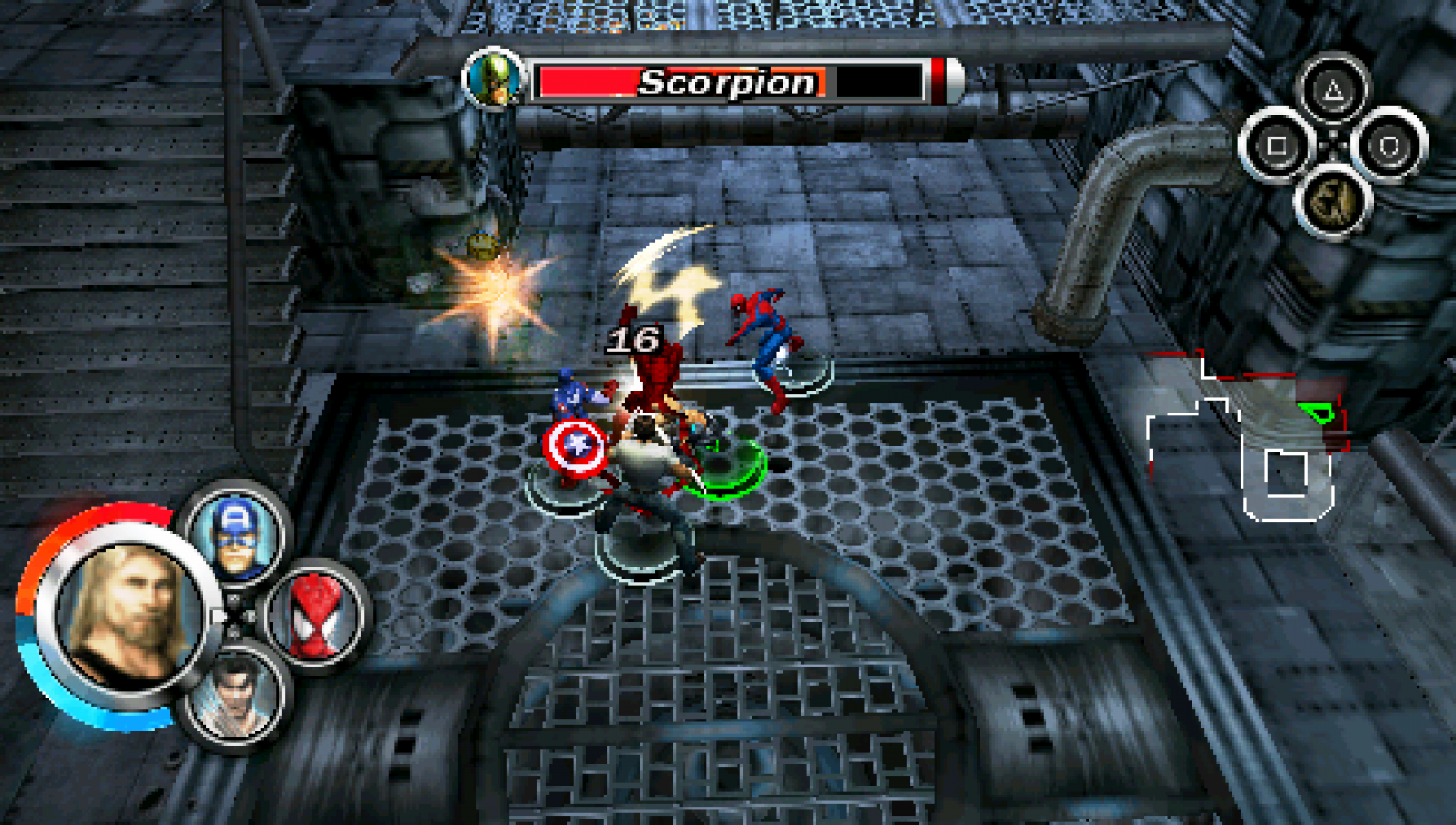 Marvel Ultimate Alliance PlayStation Portable PSP for retro video game enthusiasts featuring action role playing gameplay iconic Marvel superheroes team based combat character abilities comic book inspired story missions cooperative style action and collectible gaming appeal gameplay