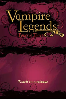 Vampire Legends The Power of Three game for the Nintendo DS featuring hidden object puzzle adventure gameplay with supernatural mystery storytelling point and click mechanics and atmospheric locations gameplay