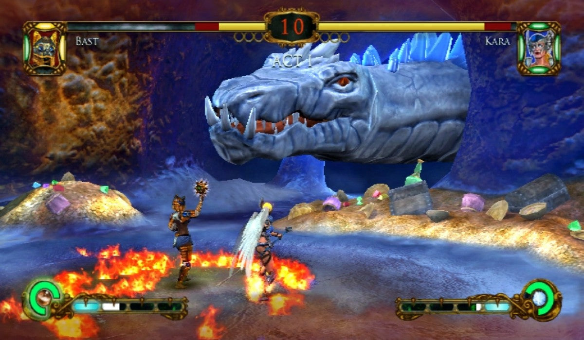 Tournament of Legends gameplay for Nintendo Wii (Wii) featuring mythological 3D arena battles with motion‑controlled weapons, magical attacks, and legendary warriors.