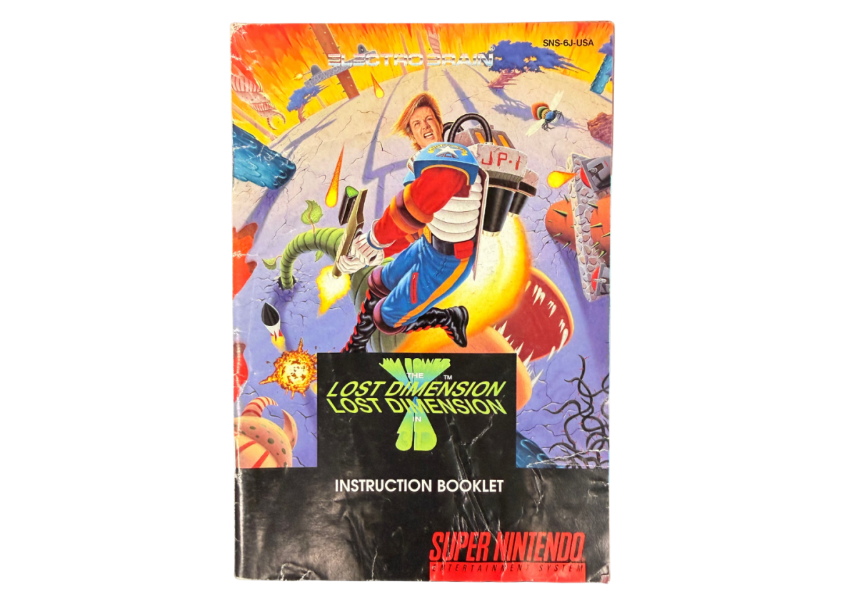 Jim Power The Lost Dimension Super Nintendo Entertainment System SNES retro video game action platformer featuring fast paced side scrolling combat challenging levels futuristic enemies power ups classic 16 bit graphics Super Nintendo gaming experience retro game collection appeal front of manual