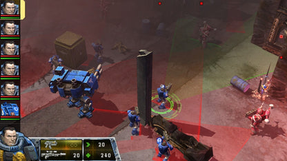 Warhammer 40000 Squad Command PSP inspired design featuring tactical strategy warfare aesthetic elite Space Marine squads turn based battlefield combat futuristic military action grimdark sci fi setting strategic mission planning and immersive Warhammer gameplay presentation gameplay