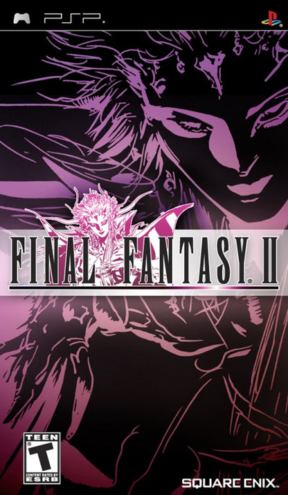 Final Fantasy II PSP inspired design featuring classic fantasy role playing adventure aesthetic legendary heroes epic world saving journey turn based combat memorable storytelling enhanced portable visuals iconic magic and character progression gameplay presentation cover art