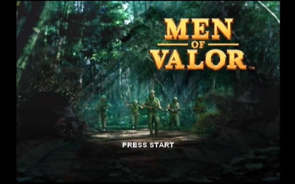 Men of Valor retro Xbox video game Men of Valor military first person shooter Vietnam War tactical combat historical warfare action campaign console title Xbox release title screen