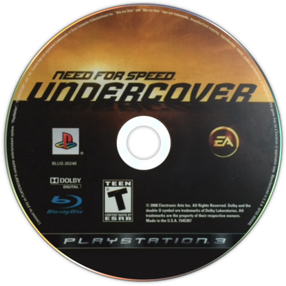 Retro Need for Speed Undercover PS3 inspired design featuring high speed street racing aesthetic HD era exotic sports cars undercover police storyline cinematic pursuits urban nightlife illegal racing action nostalgic arcade driving presentation disc