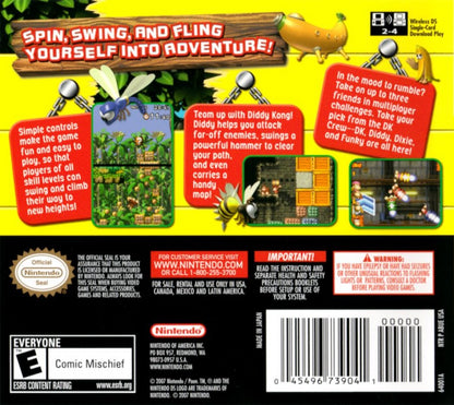 DK Jungle Climber back of case for Nintendo DS (DS) platforming adventure video game