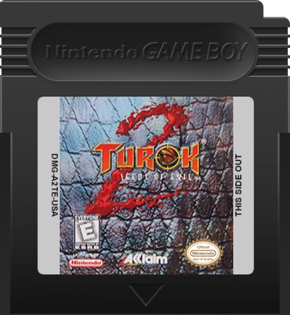 Turok 2: Seeds of Evil Nintendo Game Boy Color GBC for first person shooter retro video game fans featuring dinosaur hunting intense action sci fi environments powerful weapons expansive levels fast paced combat classic handheld gaming collectible gaming appeal cartridge