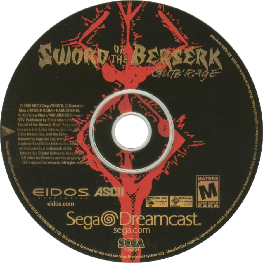 Sword of the Berserk Guts Rage Sega Dreamcast retro video game action adventure disc
