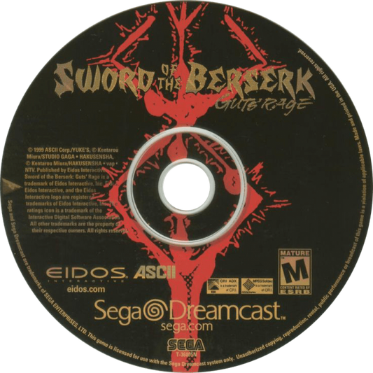 Sword of the Berserk Guts Rage Sega Dreamcast retro video game action adventure disc