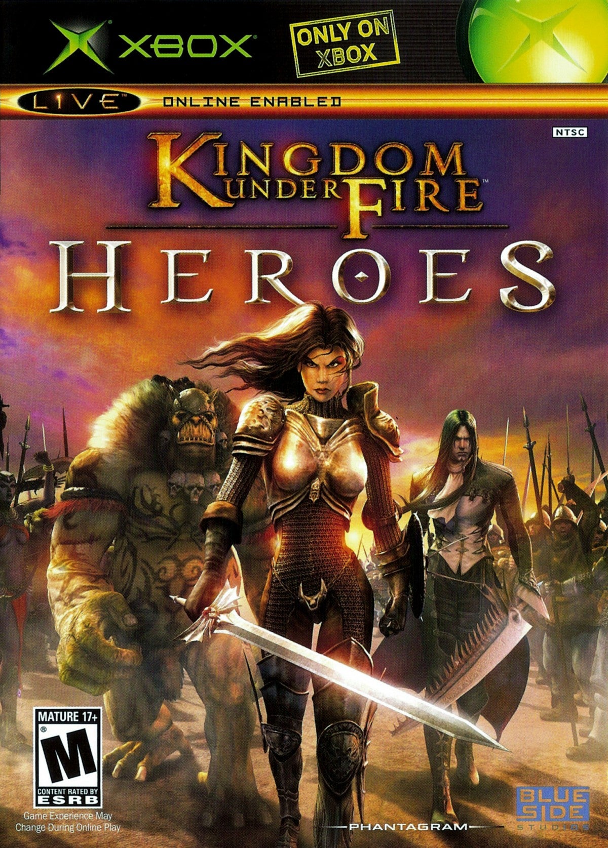 Kingdom Under Fire Heroes Xbox video game, real-time strategy and action RPG hybrid, large-scale fantasy battles, classic console title front cover