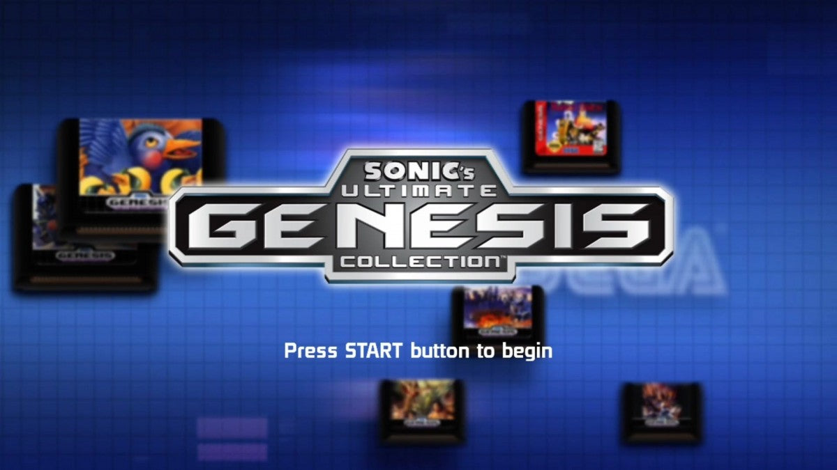 Sonic's Ultimate Genesis Collection [Platinum Hits] start screen for Xbox 360 (X360) classic retro game compilation video game