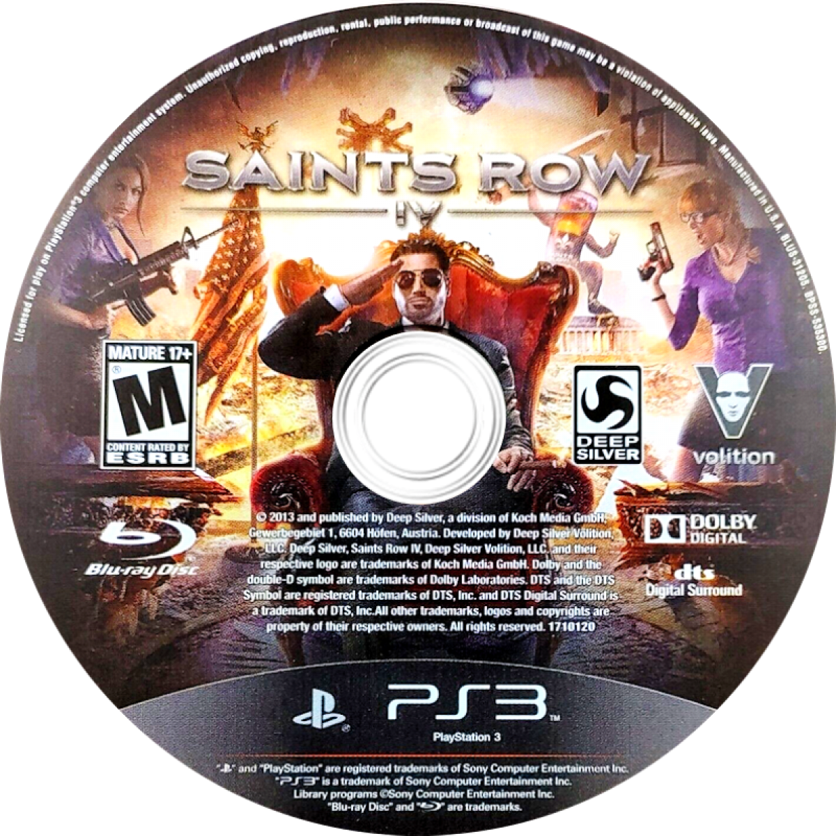 Saints Row IV disc art for PlayStation 3 (PS3) video game