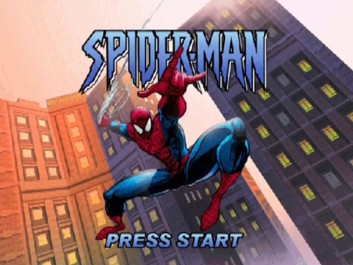 Spider-Man title screen for Nintendo 64 (N64) video game
