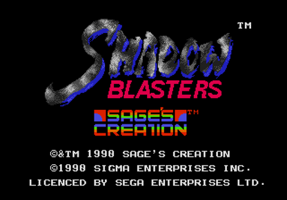 Shadow Blasters Sega Genesis retro video game action platformer title screen (1990)