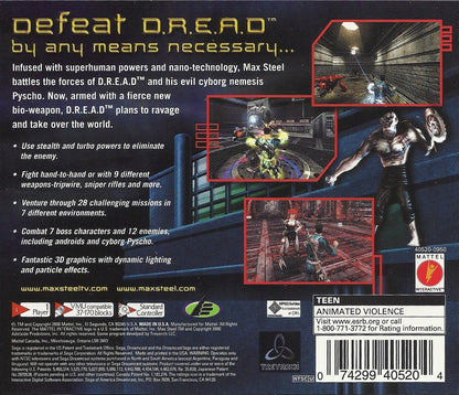 Max Steel Covert Missions Sega Dreamcast retro video game action adventure back of case