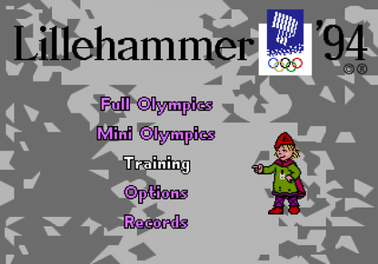 Winter Olympic Games Lillehammer 94 title screen for Sega Genesis (GEN) video game