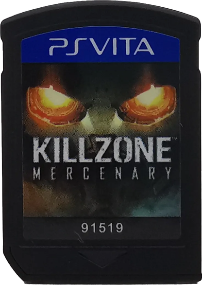 Killzone Mercenary game for the PlayStation Vita featuring first person shooter gameplay with high quality console style visuals for handheld stealth and action missions contract based objectives and multiplayer modes set in the Killzone universe where players work as a mercenary for both sides of the war cartridge