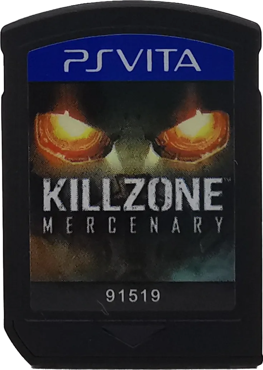 Killzone Mercenary game for the PlayStation Vita featuring first person shooter gameplay with high quality console style visuals for handheld stealth and action missions contract based objectives and multiplayer modes set in the Killzone universe where players work as a mercenary for both sides of the war cartridge