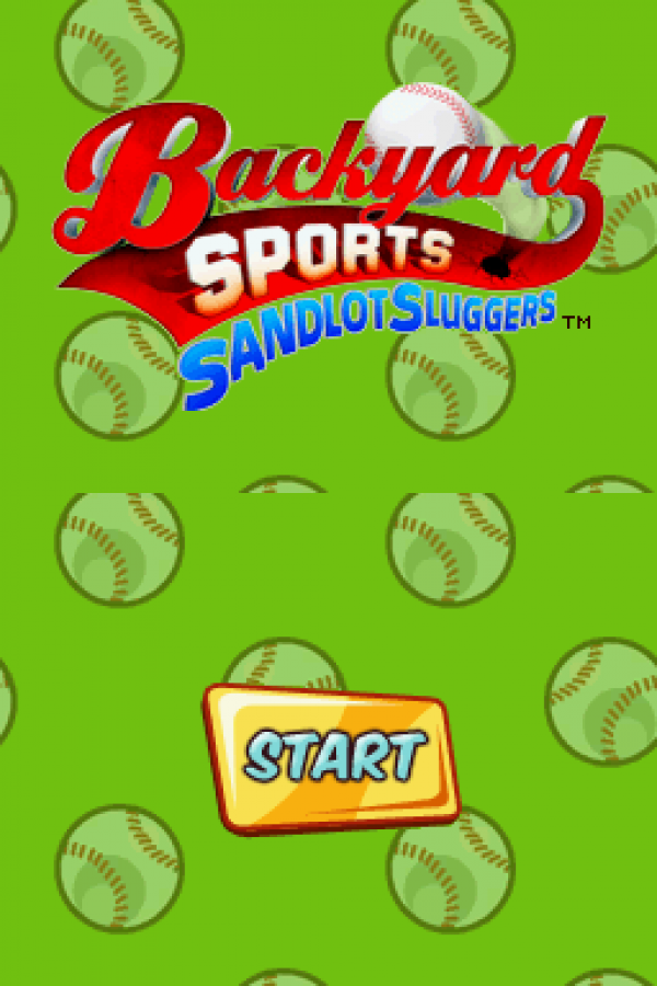 Backyard Sports: Sandlot Sluggers start screen for Nintendo DS (DS) baseball sports video game