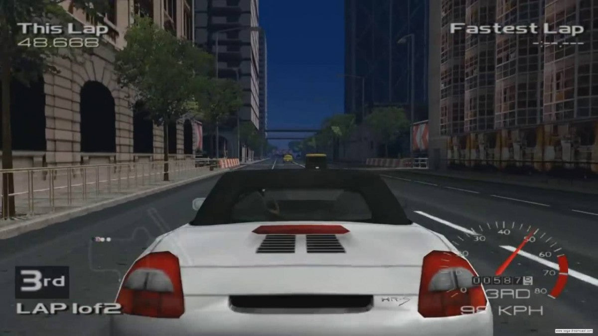 Metropolis Street Racer game for the Sega Dreamcast featuring arcade style street racing gameplay with real world inspired cities time based challenges vehicle tuning and a kudos scoring system emphasizing stylish driving and precision racing gameplay