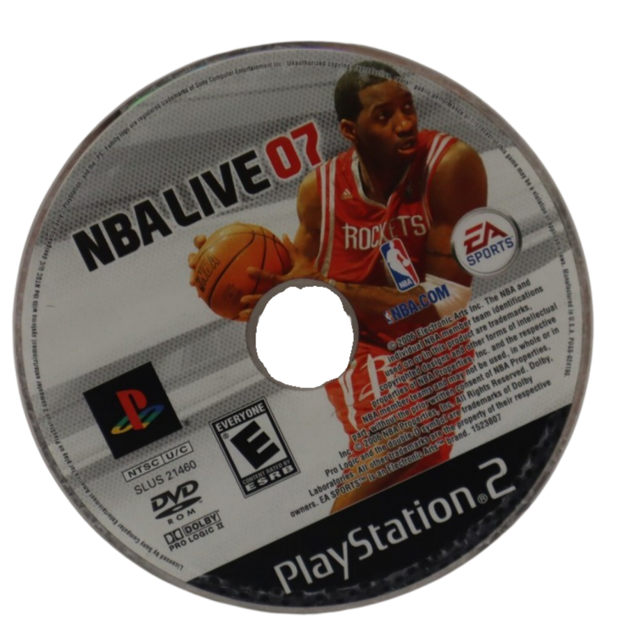 NBA Live 2007 PlayStation 2 inspired design featuring realistic basketball simulation aesthetic licensed NBA teams and players authentic arena atmosphere fast paced court action franchise mode gameplay competitive sports gaming nostalgic PS2 presentation disc