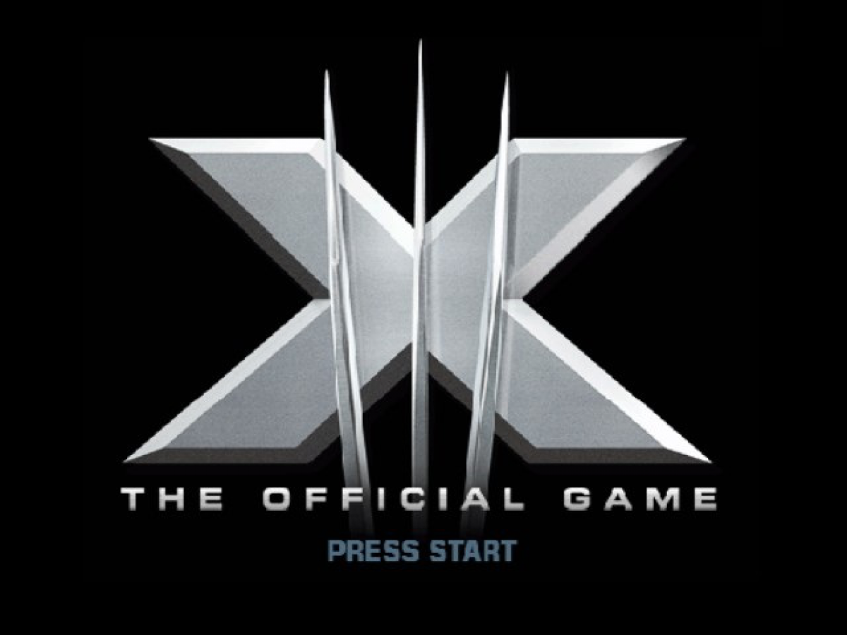 X-Men: The Official Game start screen for Nintendo GameCube (GC) superhero action adventure video game