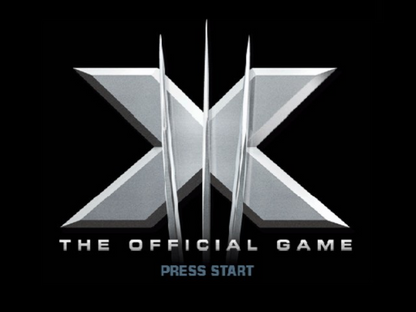 X-Men: The Official Game start screen for Nintendo GameCube (GC) superhero action adventure video game