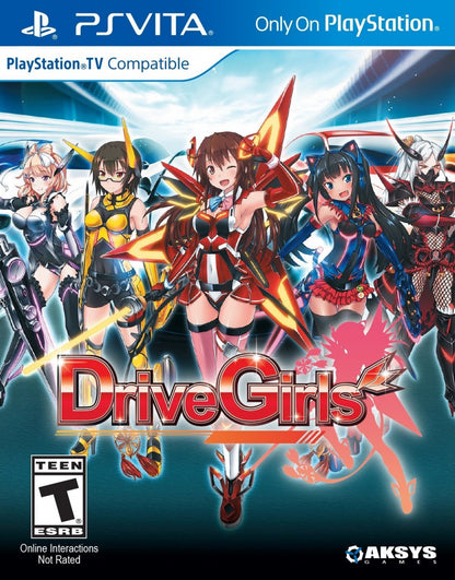 Drive Girls PlayStation Vita video game, action combat, anime-style characters, vehicle transformation gameplay, handheld console title front cover