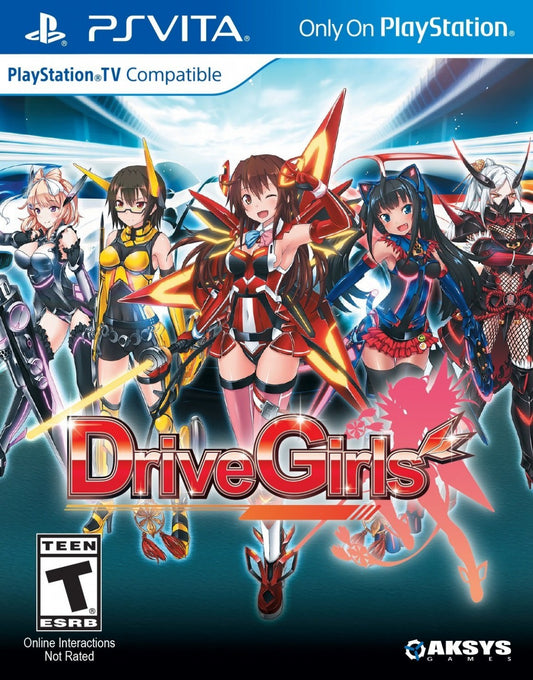 Drive Girls PlayStation Vita video game, action combat, anime-style characters, vehicle transformation gameplay, handheld console title front cover