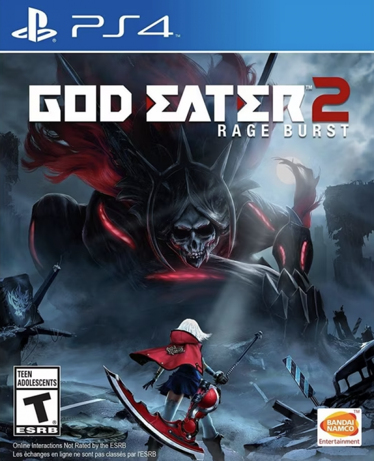 God Eater 2: Rage Burst – PlayStation 4 (PS4) video game cover image, anime action RPG by Bandai Namco Entertainment