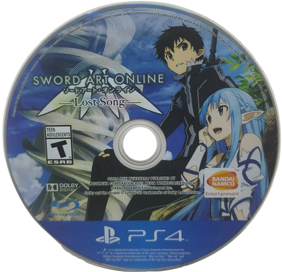Sword Art Online: Lost Song – PlayStation 4 (PS4) video game disc, action role-playing game