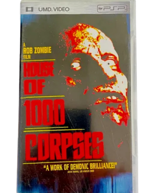 House of 1000 Corpses PSP movie for PlayStation Portable featuring cult horror film presentation, portable UMD format, and Rob Zombie’s iconic cinematic experience front cover