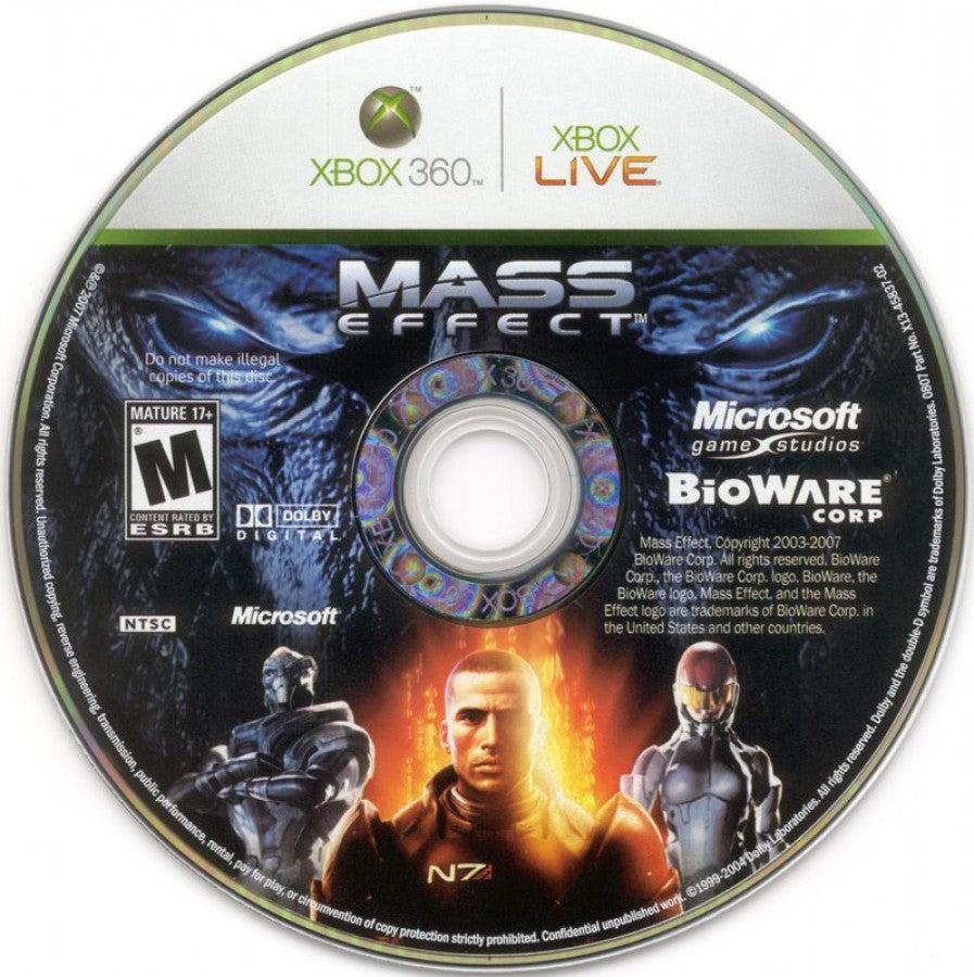 Mass Effect disc for Xbox 360 (X360) sci-fi action role-playing video game