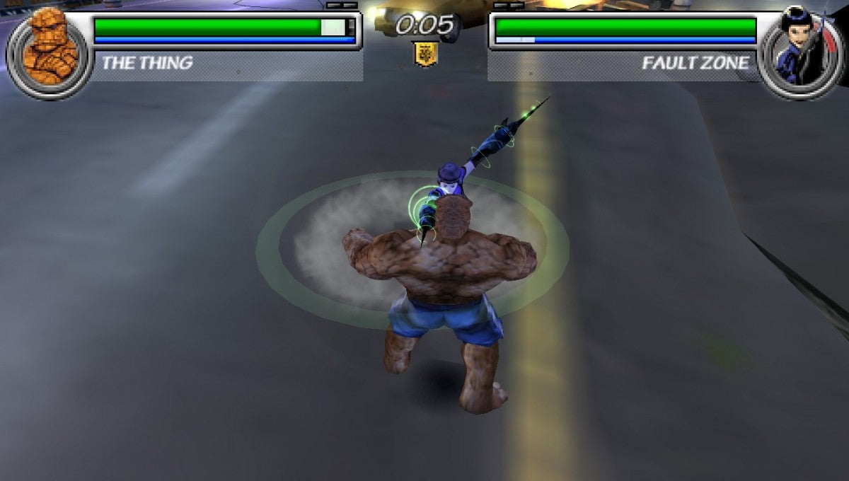 Marvel Nemesis: Rise of the Imperfects for PlayStation Portable (PSP) featuring a gritty superhero brawler where Marvel icons like Spider-Man and Wolverine face off against a powerful new team of alien-enhanced warriors; engage in brutal, environment-smashing combat across destructible arenas and uncover the sinister plot of the Imperfects in this dark, high-stakes expansion of the Marvel Universe optimized for handheld play gameplay screenshot