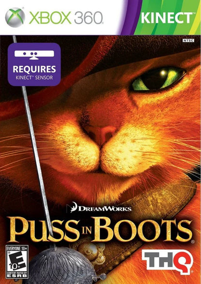 Puss in Boots cover art for Xbox 360 (X360) action-adventure platformer video game