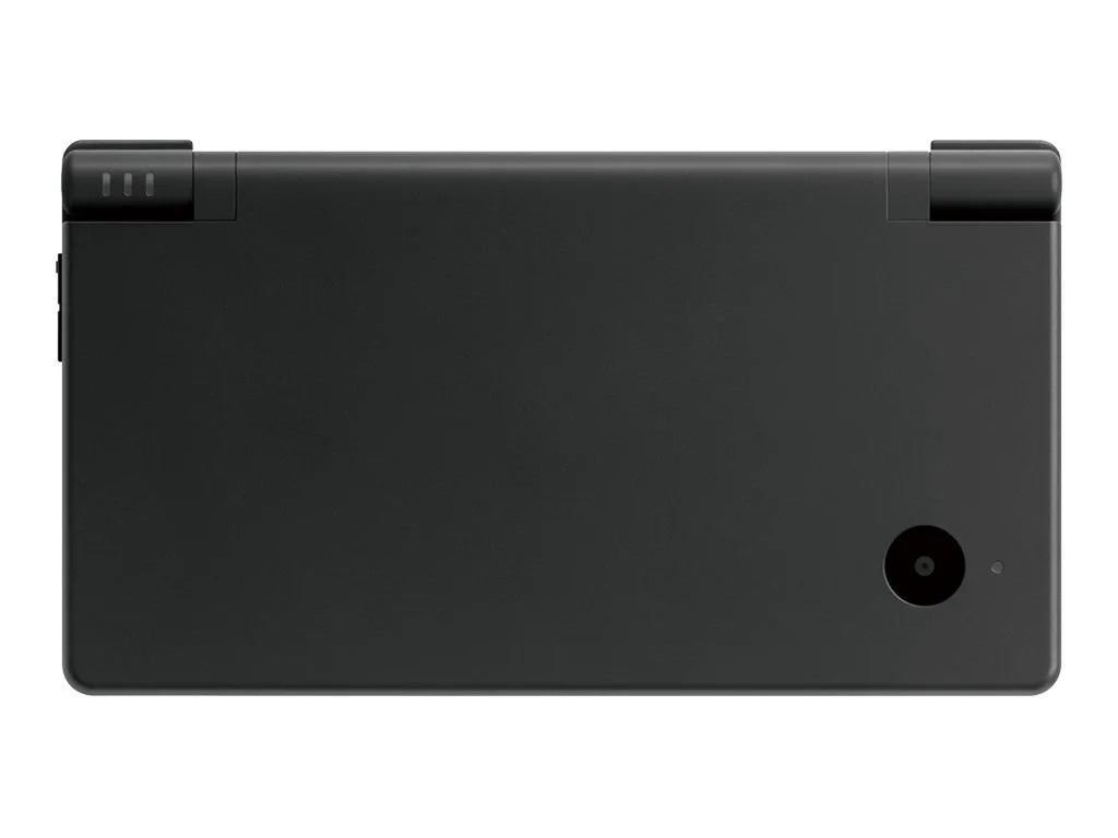 Front view of black Nintendo DSi handheld console showing cameras and buttons