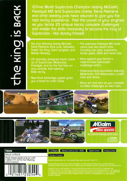 Jeremy McGrath Supercross World back cover art for Playstation 2 (PS2) video game
