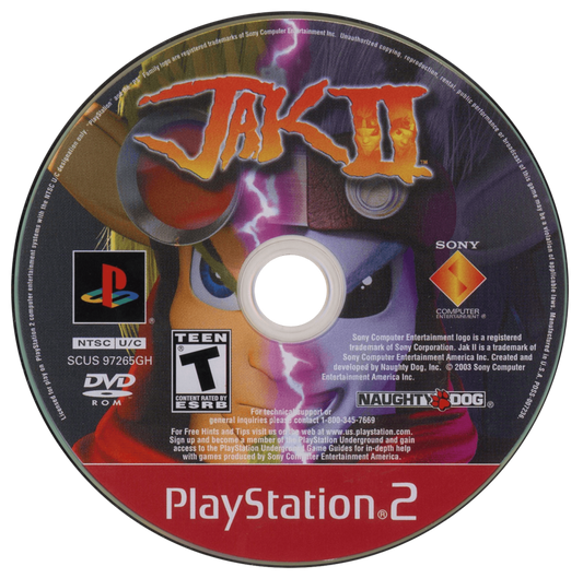 Jak II PS2 PlayStation 2 action platformer game open world adventure Naughty Dog Dark Eco story retro video game disc Greatest Hits edition