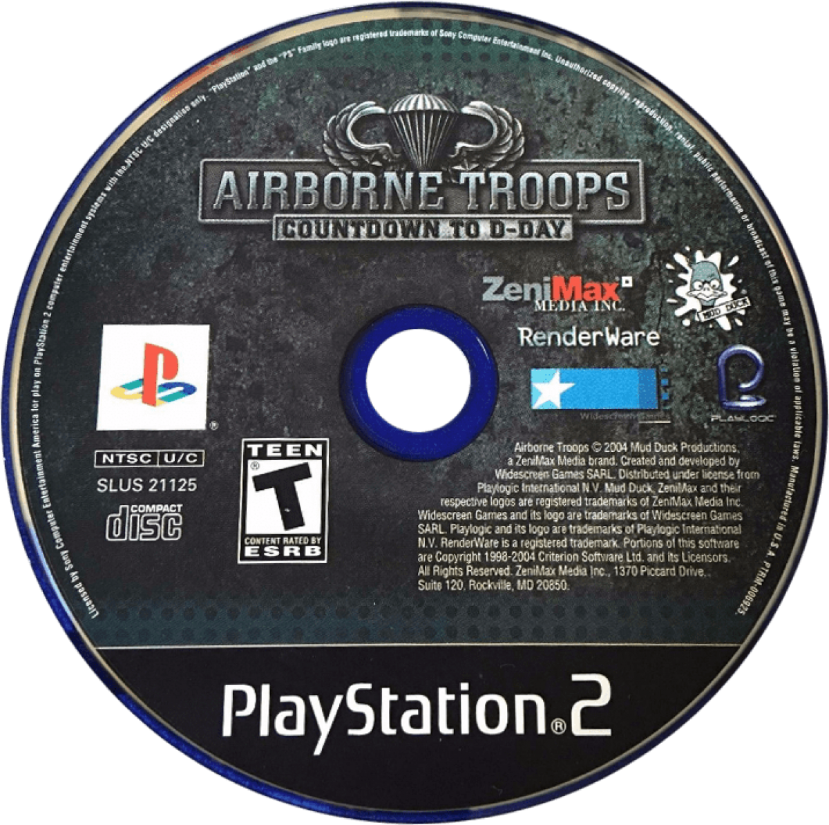 Airborne Troops: Countdown to D-Day PS2 action shooter video game disc